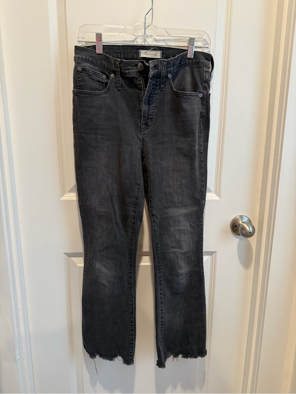 Madewell Black High Rise Straight Jeans Raw Hem Women’s Size 28